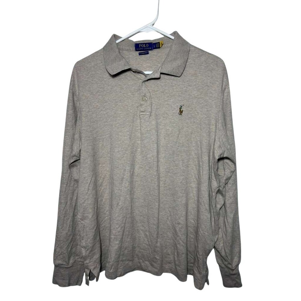 Polo Ralph Lauren Classic Fit Long Sleeves Men's Large Beige Cotton